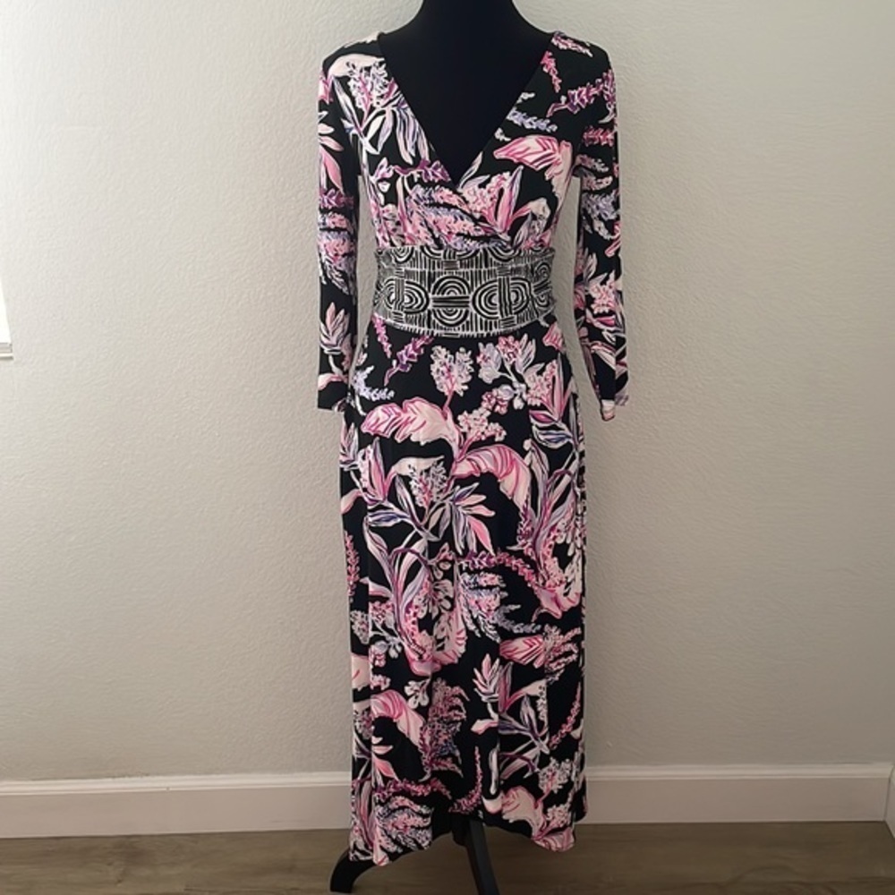 $218 Lilly Pulitzer Fleuris Midi Dress In Onyx 0014 - Picture 2 of 12